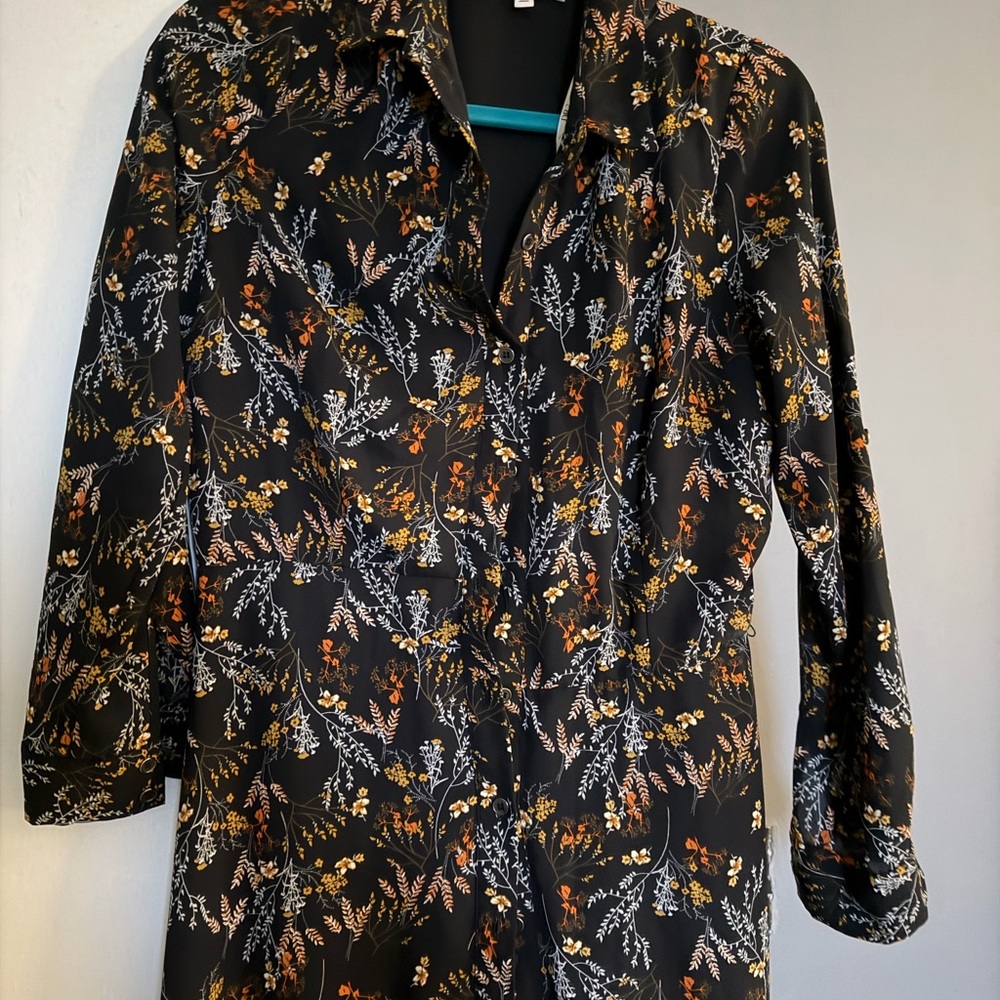 Floral Black Button-Up dress